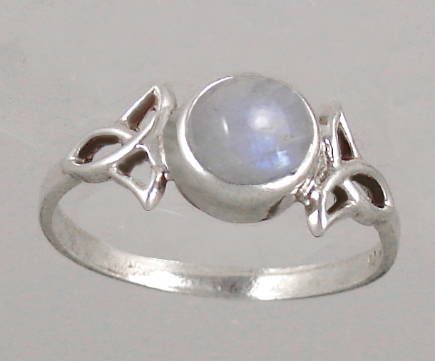 Sterling Silver Celtic Knot Ring With Rainbow Moonstone Size 5